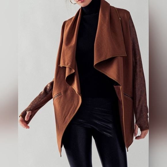 #18884 🛑M FABULOUS BOHO CHIC SEXY Faux Leather Combined Jacket - Picture 5 of 16